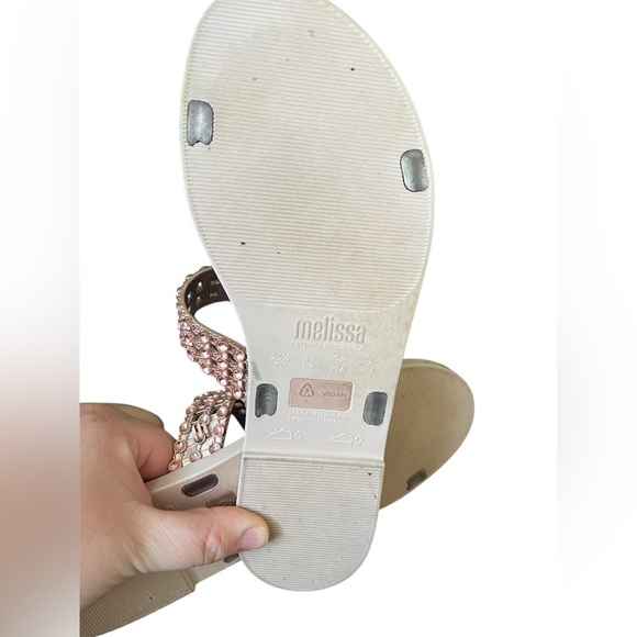 Melissa Women’s Pink Glowing Sparkle Stylish Shiny Flats Slide Sandals Size 9 - Picture 5 of 6